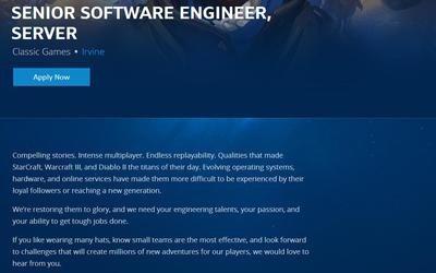 暴雪招聘資深軟件工程師，暗黑破壞神2重制版或即將啟動